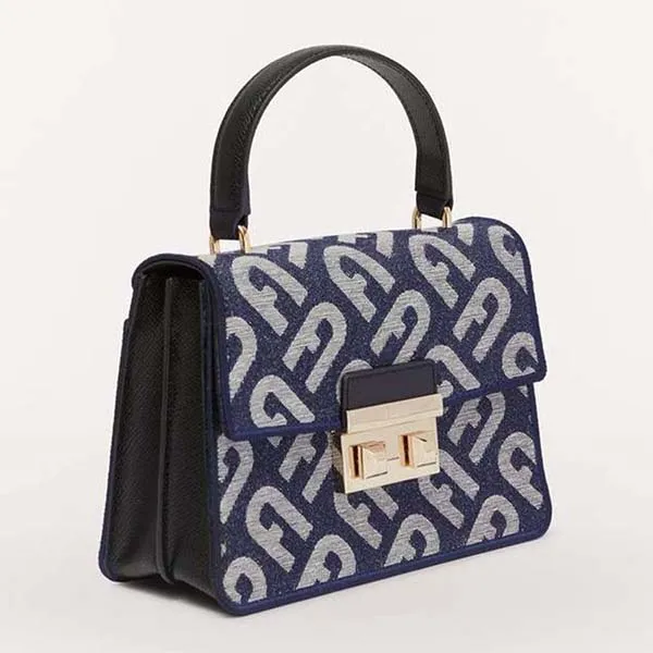 Túi Xách Furla Bella Mini Top Handle Nero Màu Xanh Denim