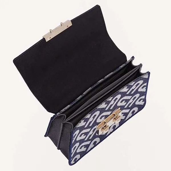 Túi Xách Furla Bella Mini Top Handle Nero Màu Xanh Denim