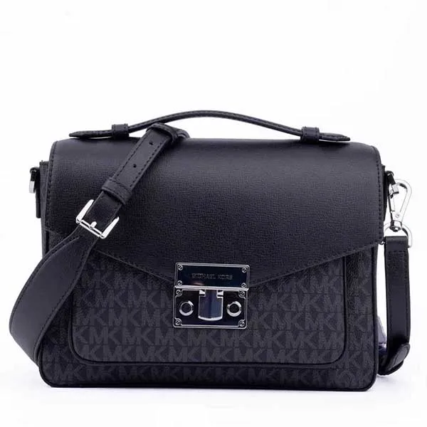 Túi Xách Michael Kors MK Rose Dark Sangria Signature Medium Top Handle Messenger 35S1GXOM2B Màu Đen