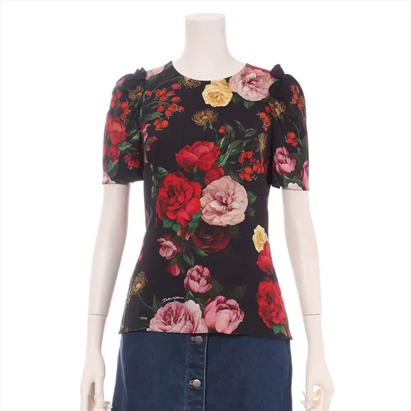 Áo Thun Dolce & Gabbana D&G Họa Tiết Hoa F7ZY1T-FSRL5 Màu Đen