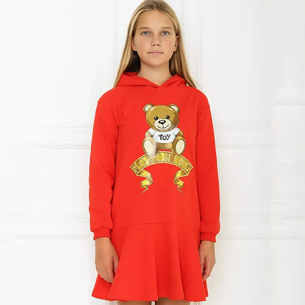 Váy Trẻ Em Moschino Dress With Toy And Logo Graphic Cloud HDV097 LDA16 Màu Đỏ