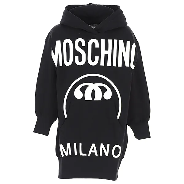 Váy Trẻ Em Moschino Kid Sweatshirt Dress With Logo HDV09R-LDA16 Màu Đen