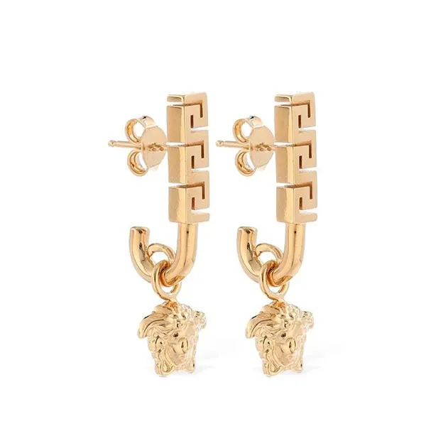 Khuyên Tai Versace Women's Metallic Medusa Charm Greek Motif Earrings Màu Vàng