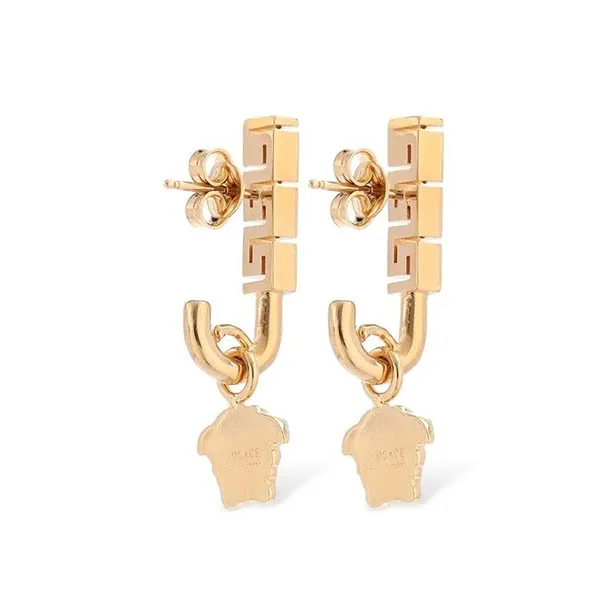 Khuyên Tai Versace Women's Metallic Medusa Charm Greek Motif Earrings Màu Vàng