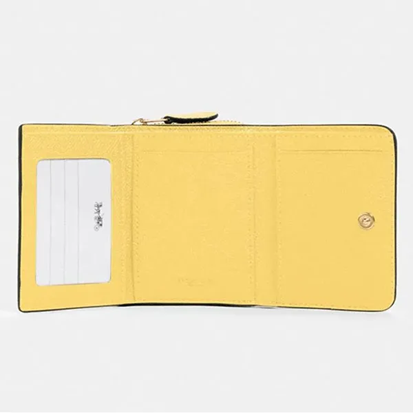 Ví Coach Crossgrain Leather Small Trifold Wallet in Retro Yellow 37968 Màu Vàng - Túi xách - Vua Hàng Hiệu
