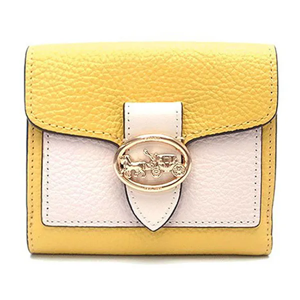 Ví Nữ Coach Georgie Small Wallet In Colorblock C6950 Màu Vàng Trắng