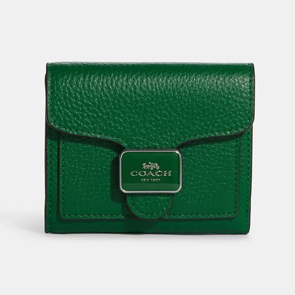 Ví Nữ Coach Leather Pepper Wallet in Green C7428 Màu Xanh Lá