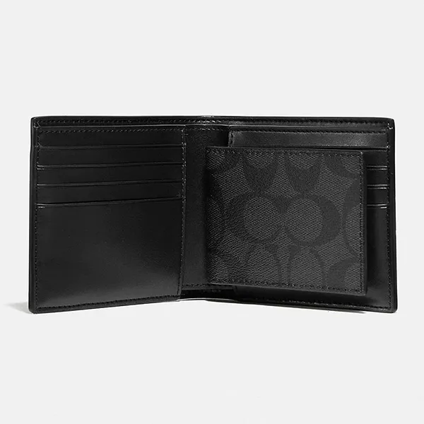 Ví Nam Coach 3 In 1 Wallet In Signature Canvas With Varsity Stripe Màu Xám - Túi xách - Vua Hàng Hiệu