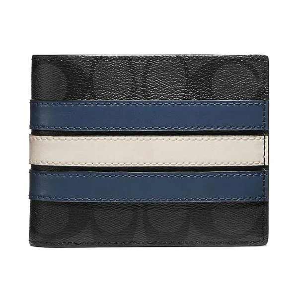 Ví Nam Coach 3 In 1 Wallet In Signature Canvas With Varsity Stripe Màu Xám - Túi xách - Vua Hàng Hiệu