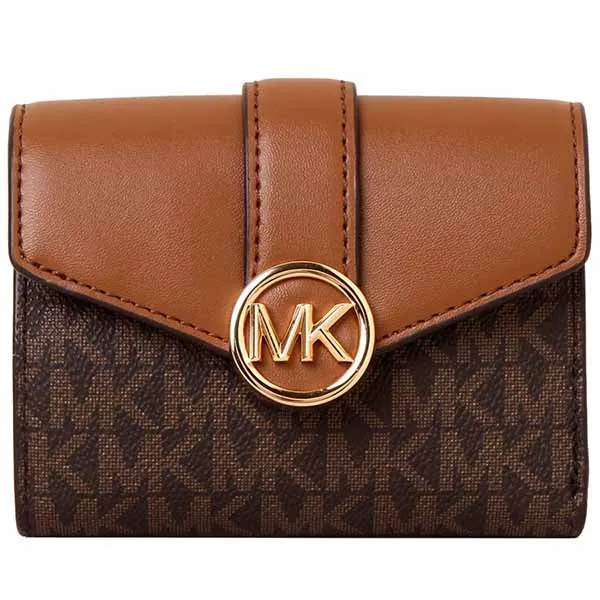 Ví Michael Kors MK Carmen Three-Dimensional Logo Full Version Leather Stitching Màu Nâu - 1