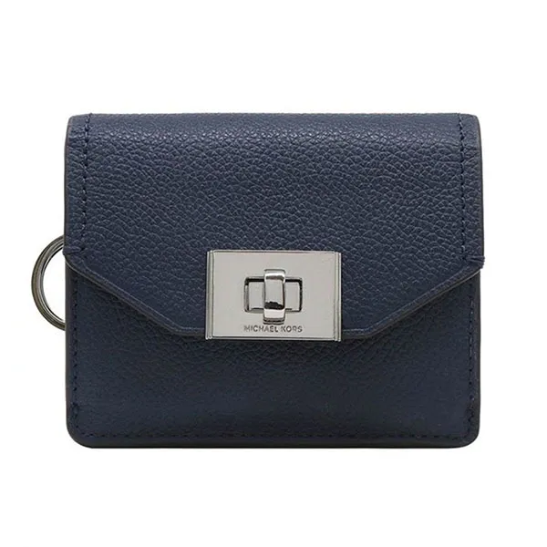 Ví Michael Kors MK Cassie Card Case ID Key Holder Màu Xanh Navy