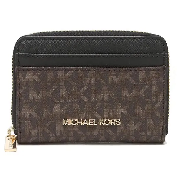 Ví Michael Kors MK Jet Set Gold Word Multi-Card Coin Purse 35H8GTVZ1L Màu Nâu Đen