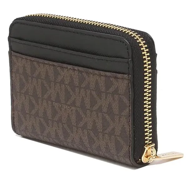 Ví Michael Kors MK Jet Set Gold Word Multi-Card Coin Purse 35H8GTVZ1L Màu Nâu Đen