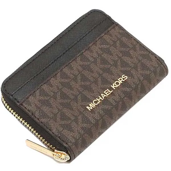 Ví Michael Kors MK Jet Set Gold Word Multi-Card Coin Purse 35H8GTVZ1L Màu Nâu Đen