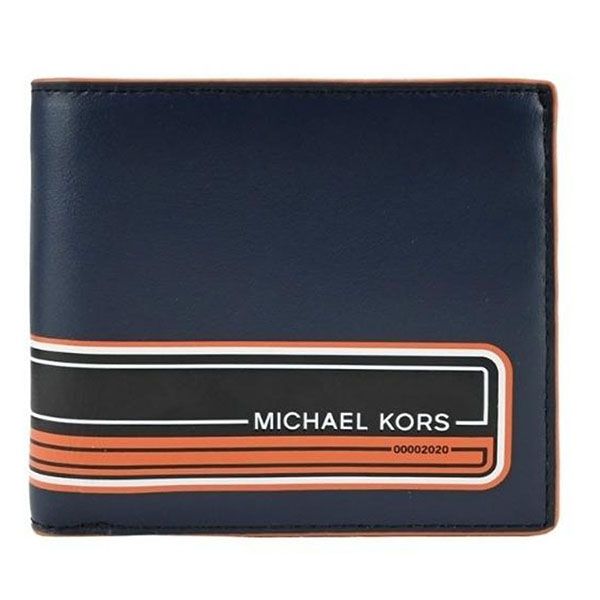 Ví Michael Kors Men's Kent Leather Wallet 36U0LKNF1L Màu Đen Phối Cam - 1
