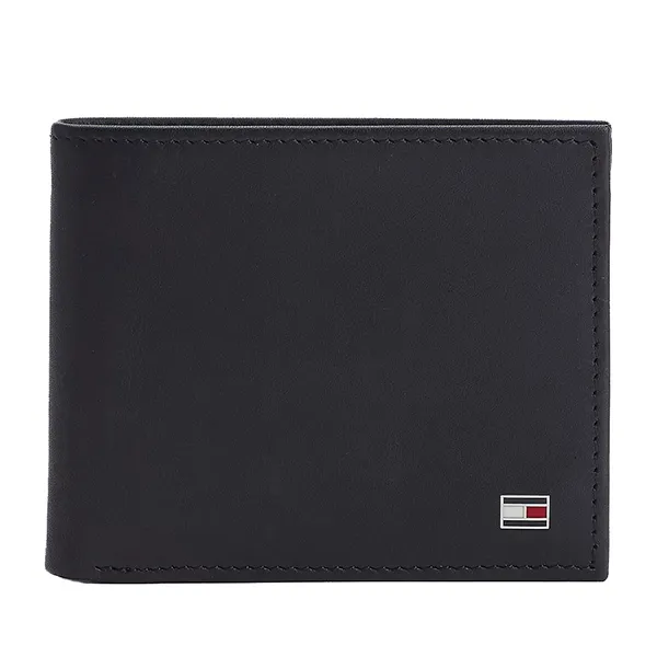 Ví Nam Tommy Hilfiger Small Leather Wallet AM0AM10227_NERO_BDS_UNI Màu Đen
