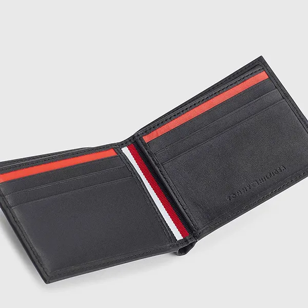 Ví Nam Tommy Hilfiger Small Leather Wallet AM0AM10227_NERO_BDS_UNI Màu Đen