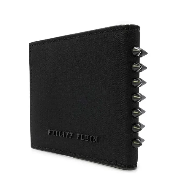 Ví Nam Philipp Plein Studded Nylon And Calfskin Credit Card Wallet Màu Đen