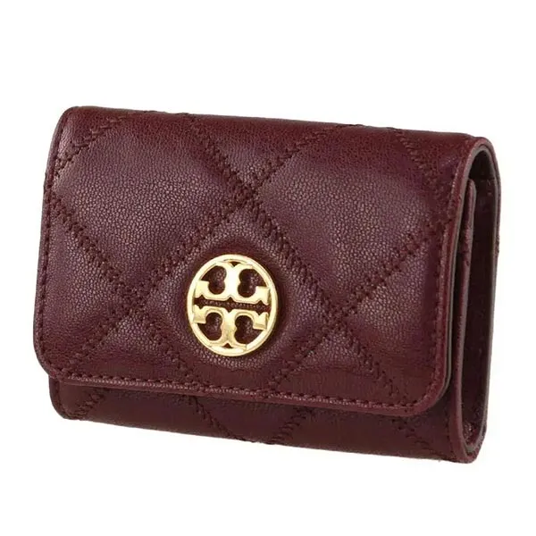 Ví Tory Burch Red Claret Willa Quilted Leather Wallet Card Case 87866 Màu Đỏ Mận - Túi xách - Vua Hàng Hiệu