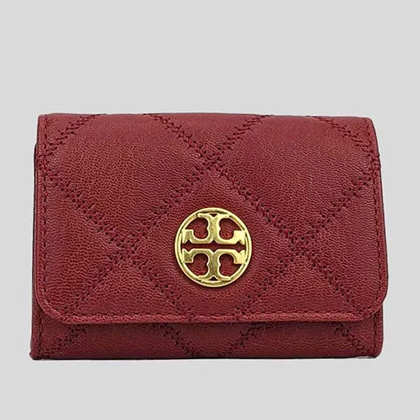 Ví Tory Burch Willa Quilted Leather Card Case Redstone 87866 Màu Đỏ