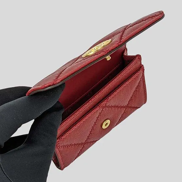 Ví Tory Burch Willa Quilted Leather Card Case Redstone 87866 Màu Đỏ