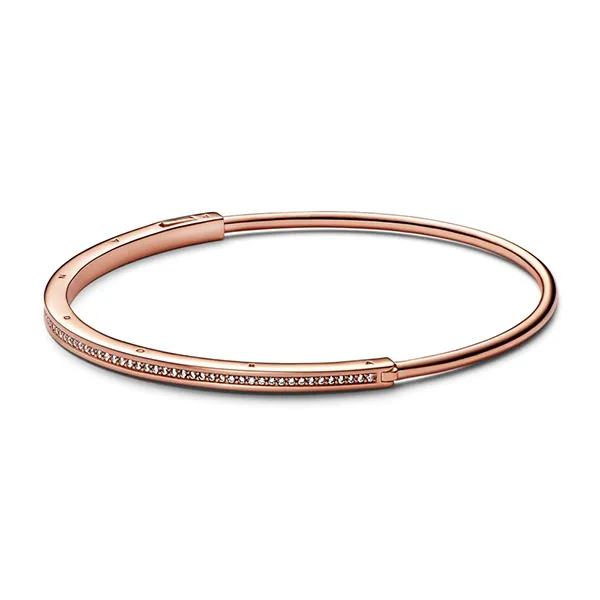 Vòng Đeo Tay Pandora Signature I-D Pavé Bangle 582313C01 Màu Vàng Hồng