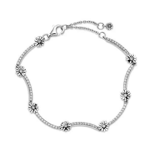 Vòng Đeo Tay Pandora Sparkling Daisy Flower Bracelet 598807C01 Màu Bạc - Trang sức - Vua Hàng Hiệu