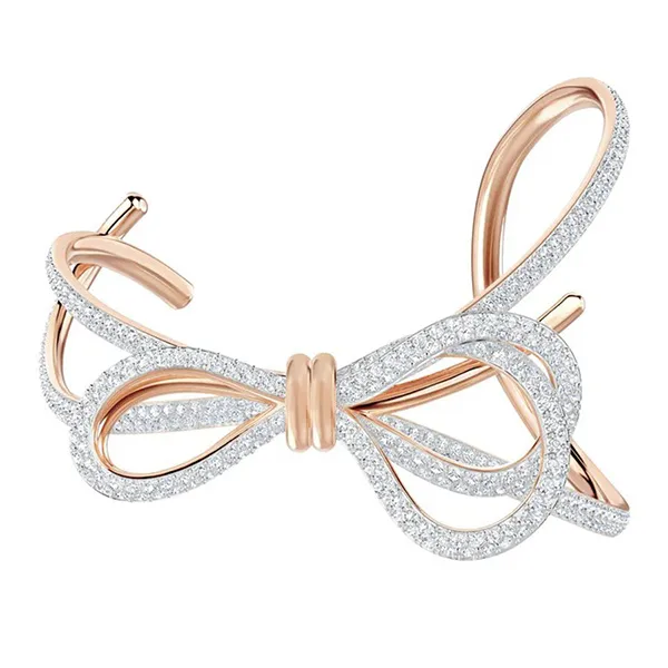 Vòng Đeo Tay Swarovski Lifelong Bow Cuff, White, Mixed Metal Finish 5447088 Màu Vàng Hồng Size S