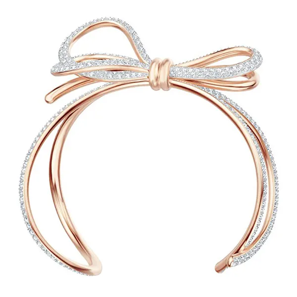 Vòng Đeo Tay Swarovski Lifelong Bow Cuff, White, Mixed Metal Finish 5447088 Màu Vàng Hồng Size S