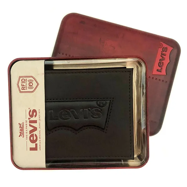 Ví Nam Levi's Black Leather Bifold Logo Wallet Màu Đen - Túi xách - Vua Hàng Hiệu