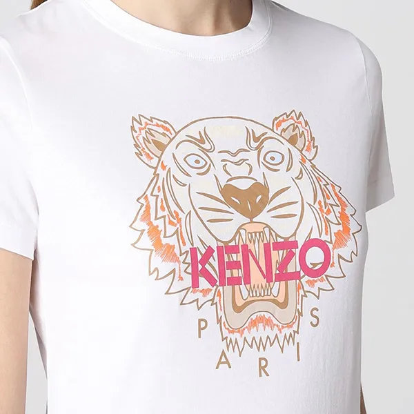 Áo Phông Kenzo Tiger Logo Classic T-Shirt FC62TS8464YM 01B Màu Trắng