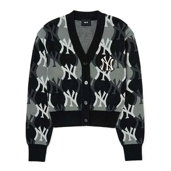 Áo Cardigan MLB Argyle Monogram Crop Cardigan New York Yankees 3FKCY0124-50BKS Màu Đen Xám Size S