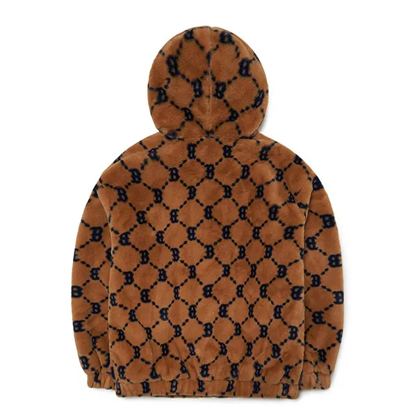 Áo Khoác Lông MLB Diamond Monogram All Over Hood Eco Fur Jumper Boston Red Sox 3AFDM0226-43BGS Màu Nâu Size XS
