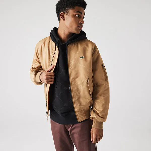 Áo Bomber Lacoste L!ve Unisex Reversible Monogram Patterned Bomber Jacket BH9679 Màu Nâu Size S - Thời trang - Vua Hàng Hiệu
