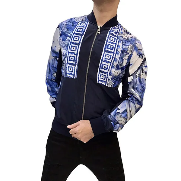 Áo Bomber Versace Men's Shoulder Print Bomber Jacket Màu Xanh