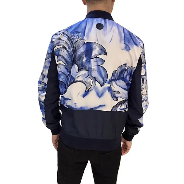 Áo Bomber Versace Men's Shoulder Print Bomber Jacket Màu Xanh