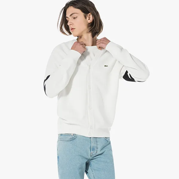 Áo Cardigan Lacoste Men's Rings Rings Tipped Cardigan AH924E-52G 001 Màu Trắng Size S