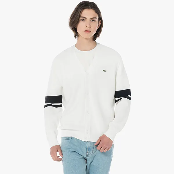 Áo Cardigan Lacoste Men's Rings Rings Tipped Cardigan AH924E-52G 001 Màu Trắng Size S