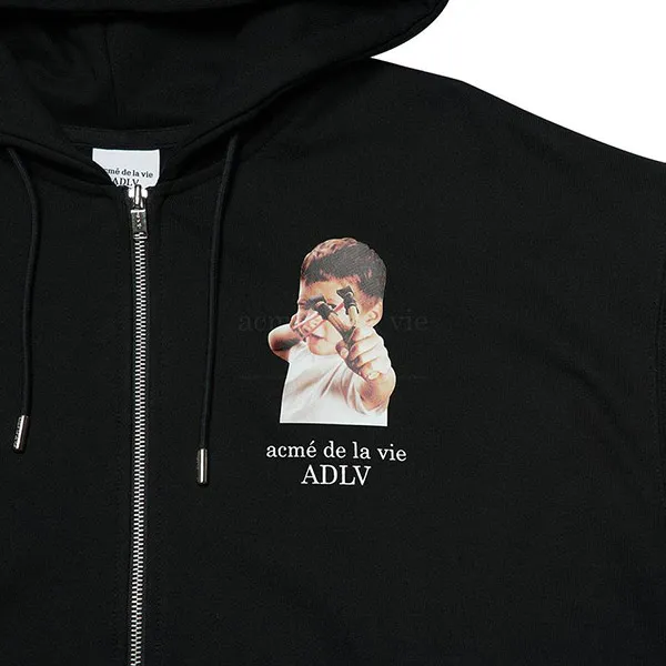 Áo Hoodie Acmé De La Vie ADLV Baby Face Zip-Up Black Slingshot Màu Đen
