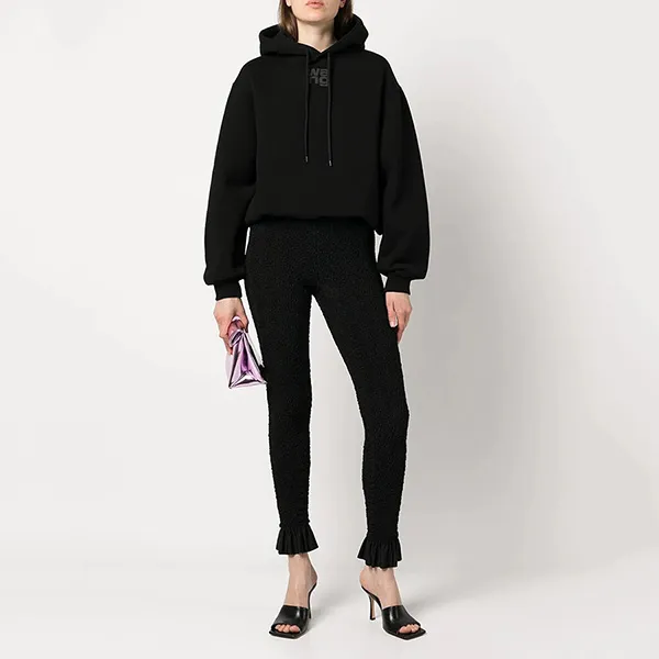 Áo Hoodie Alexander Wang Black Rubberised Logo 4CC3222069 001 Màu Đen Size S