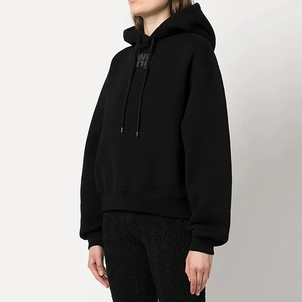 Áo Hoodie Alexander Wang Black Rubberised Logo 4CC3222069 001 Màu Đen Size S