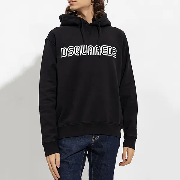 Áo Hoodie Dsquared2 Black Logo Printed S71GU0550 S25030 900 Màu Đen Size M