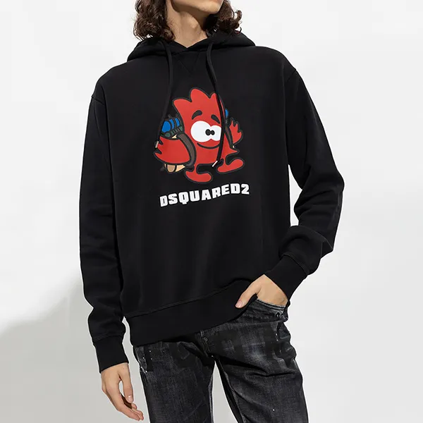 Áo Hoodie Dsquared2 Black Logo Printed S71GU0551 S25030 900 Màu Đen Size L