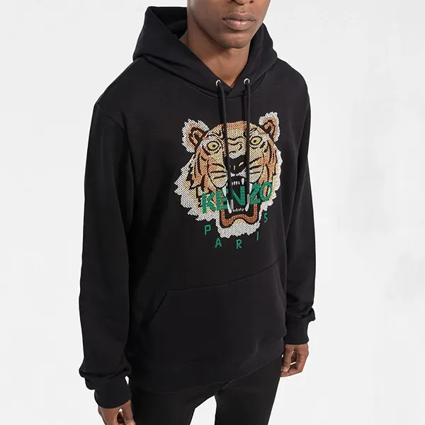 Áo Hoodie Kenzo Cross Stitch Tiger Logo FC65SW3414XD 99 Màu Đen Size S
