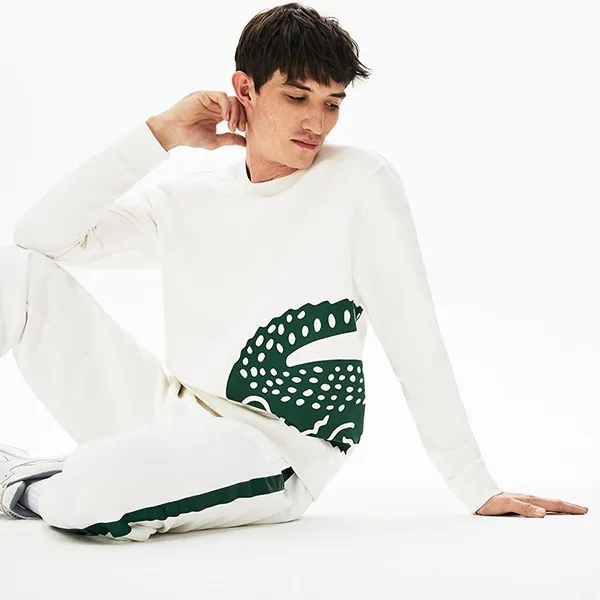 Áo Hoodie Lacoste Men's Loose Hoodie With Pattern Crocodile With Round Neckline SH517770V Màu Trắng Size M - Thời trang - Vua Hàng Hiệu