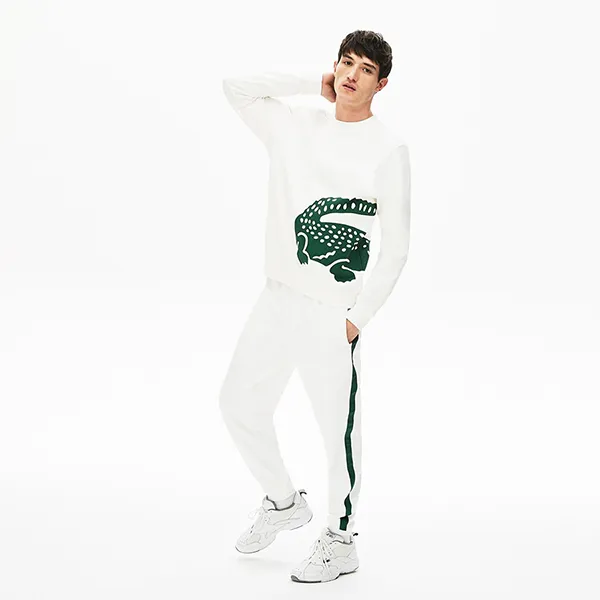 Áo Hoodie Lacoste Men's Loose Hoodie With Pattern Crocodile With Round Neckline SH517770V Màu Trắng Size M - Thời trang - Vua Hàng Hiệu