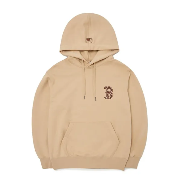 Áo Hoodie MLB Cube Monogram Big Logo Overfit Hoodie Boston Redsox 3AHDM0424-43BGS Màu Be