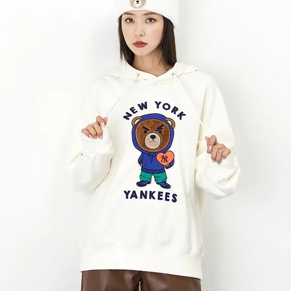 Áo Hoodie MLB Mega Bear Heavyweight Mega Over Fit Hoodie New York Yankees 3AHDE0126-50CRS Màu Kem Size M
