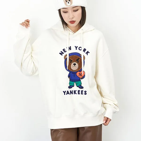 Áo Hoodie MLB Mega Bear Heavyweight Mega Over Fit Hoodie New York Yankees 3AHDE0126-50CRS Màu Kem Size M