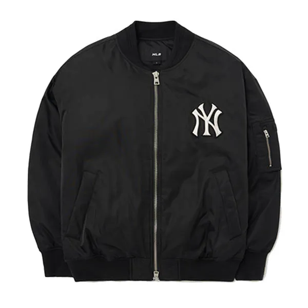 Áo Khoác Bomber MLB Basic Medium Logo Woven Padded Baseball Jumper New York Yankees 3AJPB0124-50BKS Màu Đen Size M